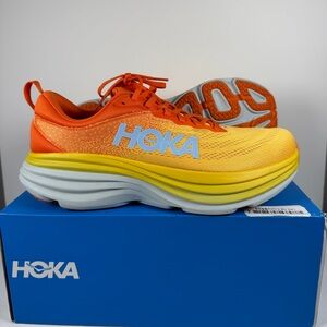 Men's 11.5D Hoka One One Bondi 8 1123202-PBAY Puffin's Bill Orange Amber Yellow